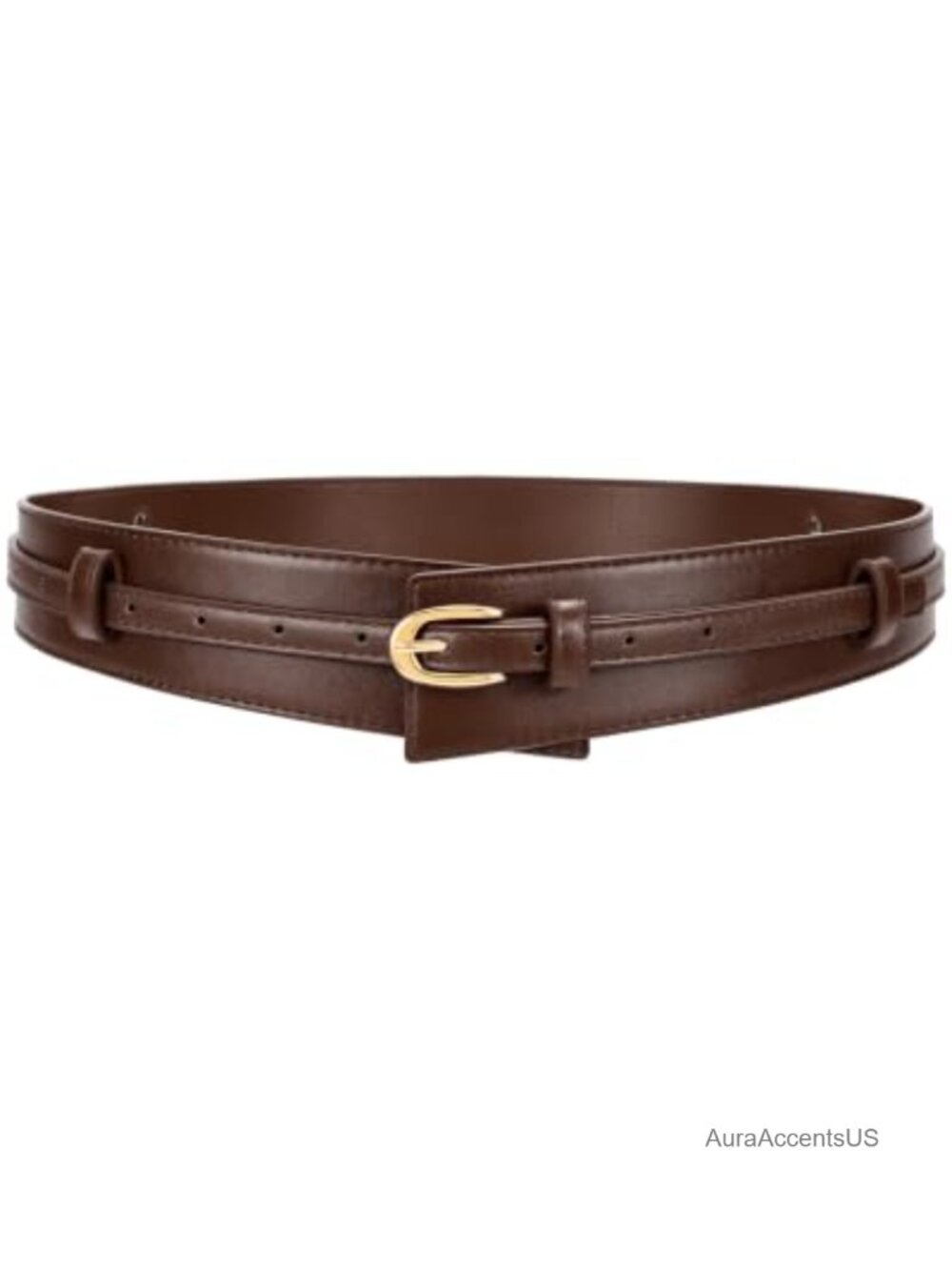 2-in-1 Wide Faux Leather Waist Belt for Dress